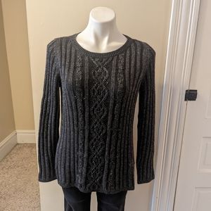 Talbots dark gray sweater with pretty beading size M